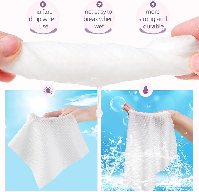 260 Count 4 PACK Disposable Face Towel, 100% Cotton Biodegradable Soft, Large Size 10"X 12"and Thick Disposable Clean Face Towels for Washing and Drying RUIJIU