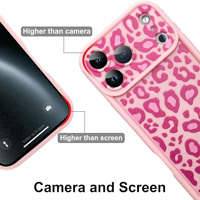 KANGHAR Case Compatible with iPhone 17 Pro Leopard Printed Pattern Cute Cheetah Phone Case Soft TPU Shockproof Protective Cover Designed for iPhone 17 Pro 6.3 Inch Pink