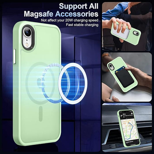 MOCCA Strong Magnetic for iPhone XR Phone Case, [Compatible with Magsafe][Mil-Grade Drop Protection] Slim Thin Translucent Matte Protective Cover Case for iPhone XR Case 6.1'', Light Green