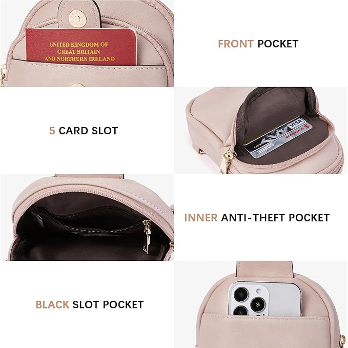 BOSTANTEN Small Sling Bag Crossbody Bags for Women Trendy Crossbody Purse Leather Chest Bag