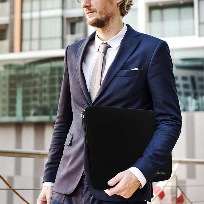 17 inch Laptop Sleeve Case, 17-17.3 Inch Resistant Neoprene Laptop Sleeve/Notebook Computer Pocket Case/Tablet Briefcase Carrying Bag Compatible Asus/Dell/Fujitsu/HP/Sony/Acer - (Black)