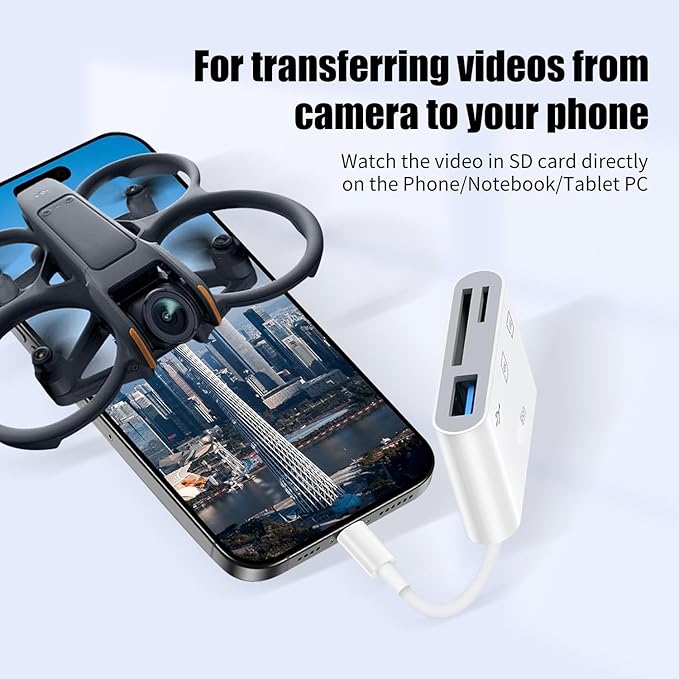 SD Card Reader for iPhone 15, USB-C to Micro SD Adapter for iPad/Mac Pro/Air, Type-C Camera Card Reader with USB-A Port – Works with iPhone 16 & Other Android USB-C Devices