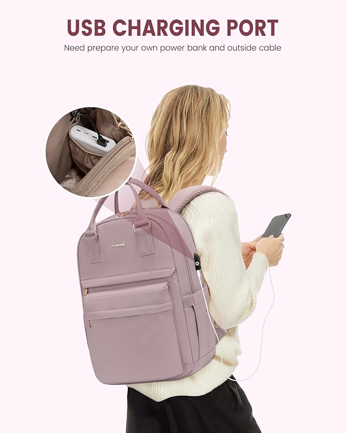 LOVEVOOK Laptop Backpack for Women 15.6 Inch Laptop Bag with USB Port, Fashion Waterproof Backpacks Teacher Nurse Stylish Travel Bags Vintage Daypacks for College Work