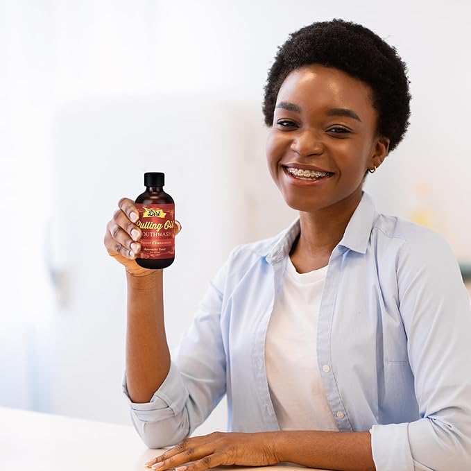 THE DIRT Oil Pulling Mouthwash - Gluten Free - Removes Plaque, Tartar, Bad Breath & Whitens Teeth (Sweet Cinnamon, 4 Ounce)