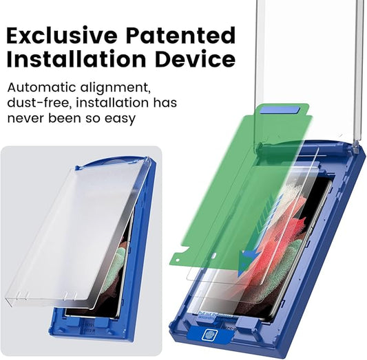 MOHAVE 2 Pack [Auto Alignment/Dust Removal] Screen Protector for SAMSUNG Galaxy S21 Ultra 5G 6.8″, 3D Curved HD Clear Film, 7H Hybrid Material, 100% Ultrasonic Fingerprint ID Compatible, Case Friendly