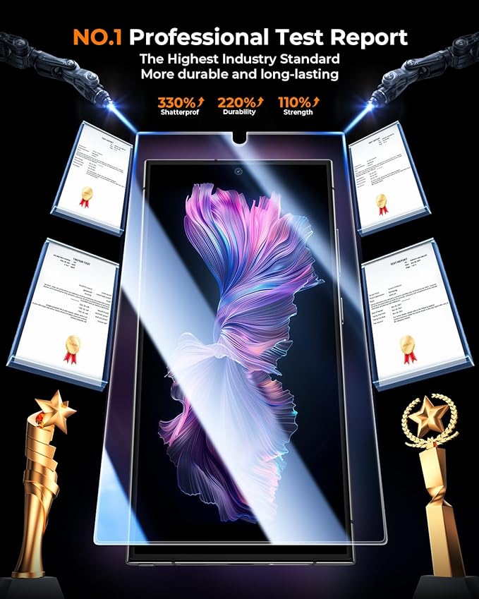 MRGLAS Top 9H+Tempered Glass for Samsung Galaxy S24 Plus Screen Protector 6.7'' [Auto Alignment Kit][10X Military Protection] with Camera Lens Protector[0 Bubble][0.001s Fingerprint Unlock], 2+2 Packs