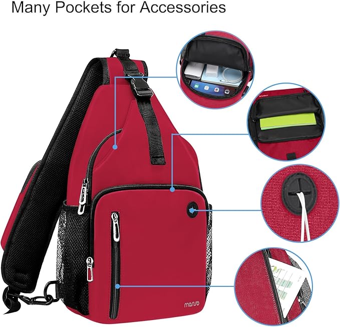MOSISO Sling Backpack Bag, Crossbody Shoulder Bag Travel Hiking Daypack Chest Bag with Front Square Pocket&USB Charging Port