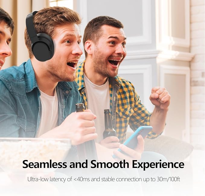 Wireless TV Headphones, TV Headphones Wireless for Seniors with Transmitter Charging Base, Bluetooth Headphones Compatible with All TVs, No Audio Delay, Plug and Play, Gift for the Elderly/Parents