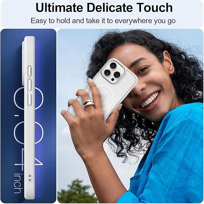 MOCCA Strong Magnetic for iPhone 16 Pro Max Phone Case, [Compatible with Magsafe][16FT Mil-Grade Drop Protection] Slim Translucent Matte Protective Cover Case for iPhone 16 Pro Max Case, Frosted White