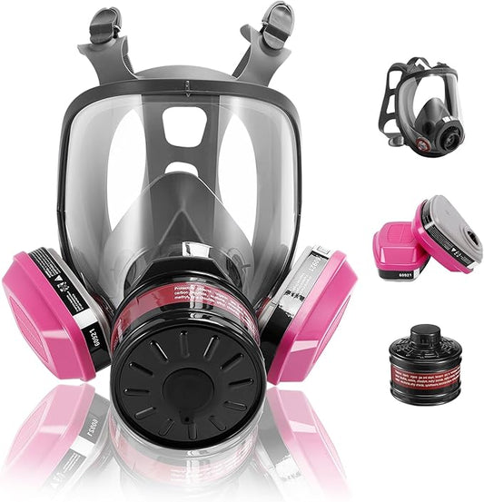 Gas Mask Survival Nuclear and Chemical, Respirator with Filters for Asbestos, Fume, Resin, Painting and Dust