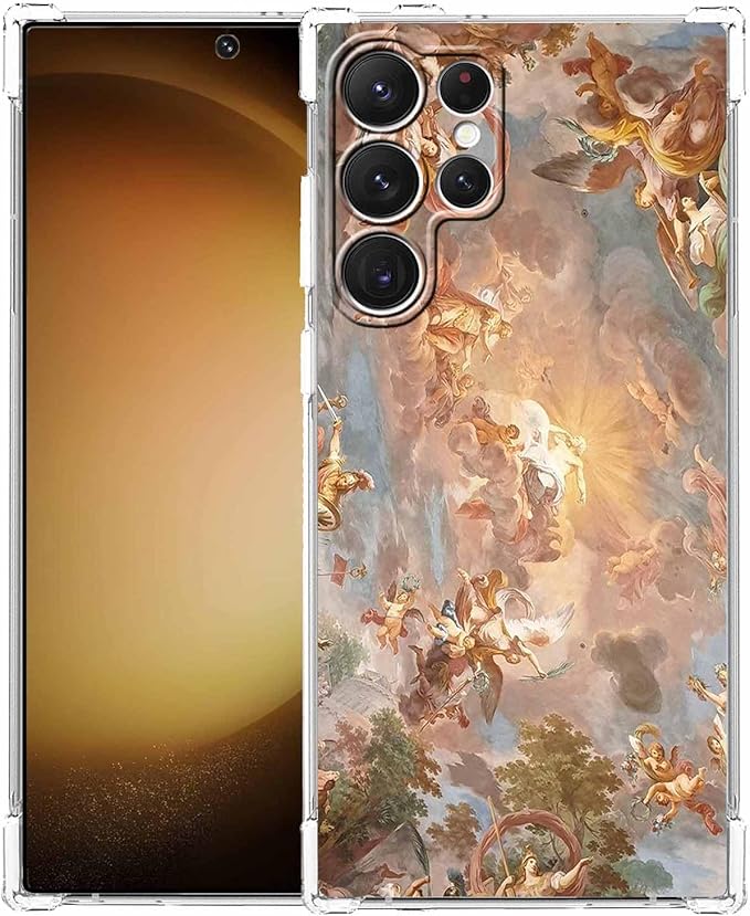 Case for Samsung Galaxy S23 Ultra with Renaissance Art Design,Cute Angel God Greek Mythology Painting,Clear Soft TPU Bumper Phone Cover,6.8"(Mythology,S23U)