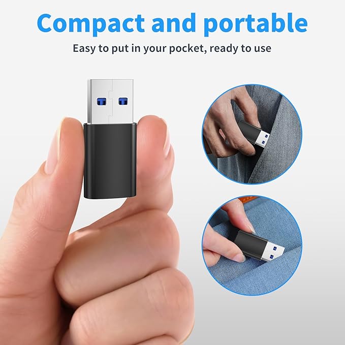 6PCS Upgraded USB 3.0 to USB C Adapter, Compatible with Samsung, iPhone, IPad, Power Bank and More USB C Devices.