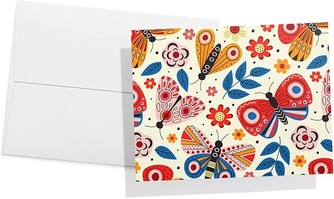 Twigs Paper - Assorted Cute Butterfly Greeting Cards - Stationery Cards with Envelopes - Thank You Card - Blank Note Cards - Greeting Cards for All Occasions - Made in USA (5.5 x 4.25, Set of 12)