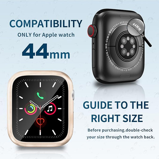 Waterproof Case for Apple Watch Series SE2 SE 6 5 4 44mm, Built-in Screen Protector with Tempered Glass [Touch Sensitive] Cover for iWatch S6/S5/S4/SE 44mm, Rose Gold