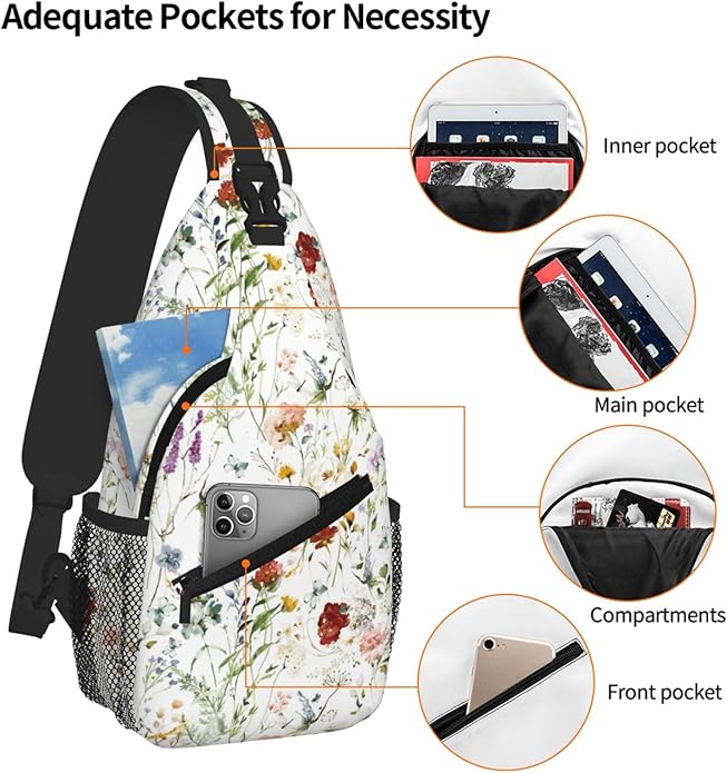 Cross Chest Bag Diagonally for Men Shoulder Bag for Travel Hiking Trendy Sling Bag with Adjustable Shoulder Strap