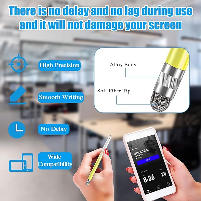 Bopomofo 10PCS Stylus Pen for Touchscreen,Stylus Pen for iPhone/iPad/Tablet Android/Microsoft/Surface, Compatible with Touch Screens (Purple/Pink/Blue/Green/Yellow)