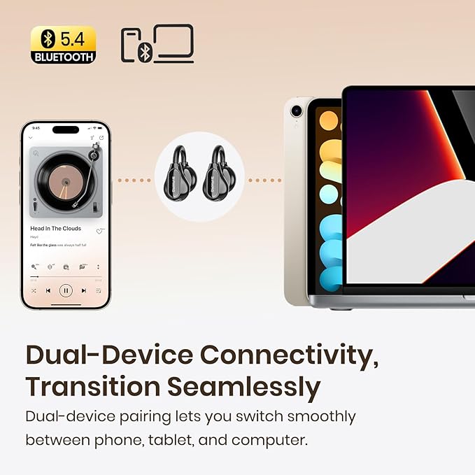 Clip On Earbuds, Wireless Open Ear Earbuds Headphones, Bluetooth 5.4, 11 mm Driver, HiFi 3D Stereo, Tap Control, Ultra-Light 3g Fit, IPX5 Waterproof Sport Earphones for Workouts and Daily Use