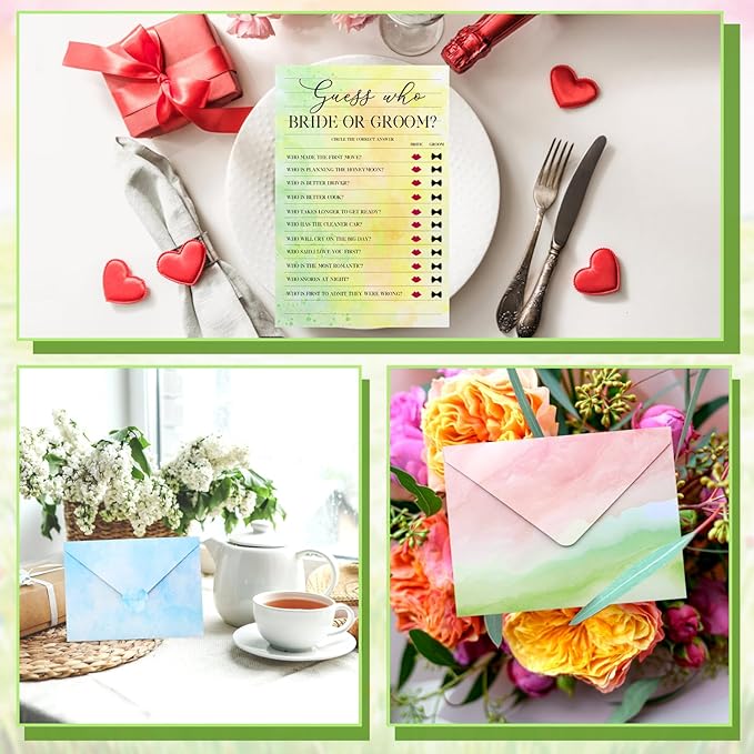 160 Pcs Stationery Paper Set Including 50 Matching Envelopes 50 One Side Stationery Writing Papers 60 Round Dot Sticker for School Office Supplies,10 Designs, 5.5 x 8.25 Inch(Watercolor Wash)