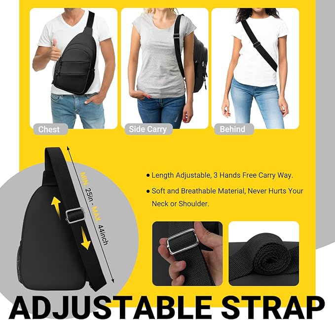 Crossbody Bags for Women, Sling Bag for Men, Small Hiking Backpack Anti Theft Lightweight for Outdoors Travel (L, Black)