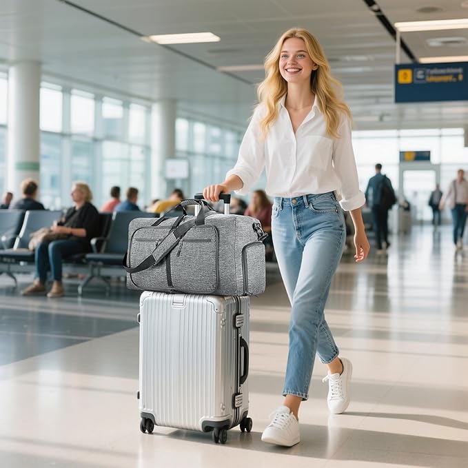 Vomgomfom Travel Duffle Bag for Men,65L 85L 115L Foldable Travel Duffel Bag with Shoes Compartment Overnight Bag for Men Women