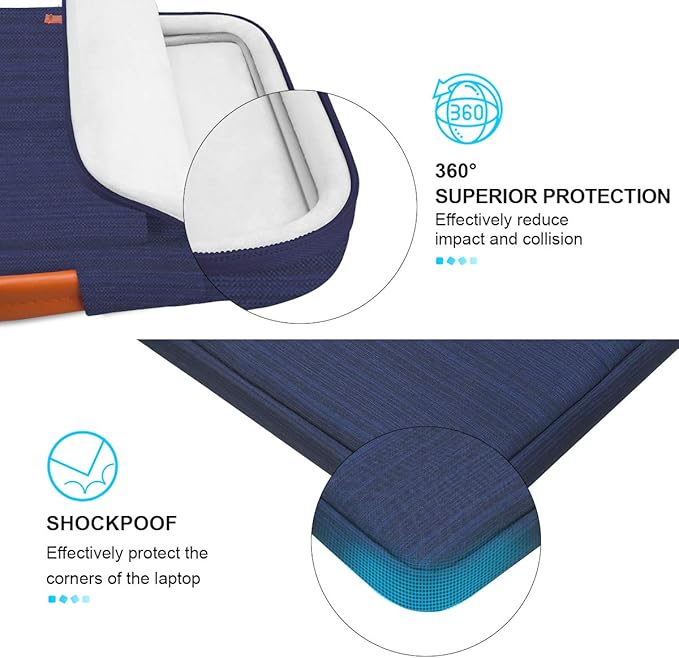 Lacdo 360° Protective 14 Inch Laptop Sleeve Case for HP Lenovo Dell ASUS Acer Chromebook 14 / HP Stream 14 / Dell Inspiron 14 / Lenovo IdeaPad 14 / Acer Spin 3 /ASUS ZenBook 14 Computer Bag, Blue