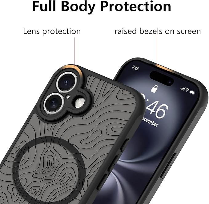 KANGHAR Case Compatible with iPhone 16 Plus Curly Line Pattern [Compatible with Magsafe] Cute Spiral Ripples Protective Magnetic Case for Girls Women Men 6.7"