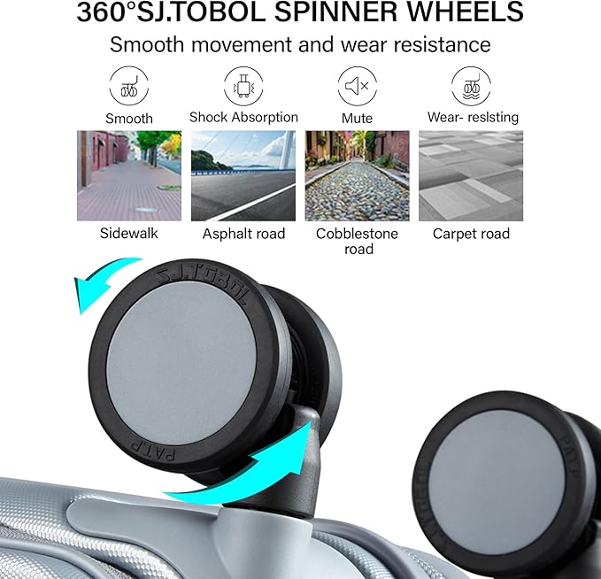 MILADA Expandable Carry On Luggage with Spinner Wheels PC Hard Shell Suitcases 20 Inch Top Opening Travel Suitcase with Wheels TSA Approved Luggage Trunk Rolling Carry-On, Grey