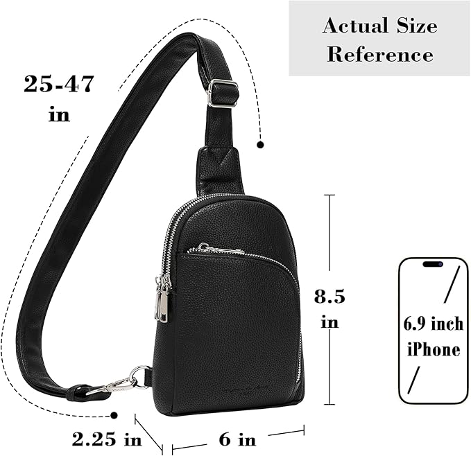 INICAT RFID Blocking Sling Bag Leather Crossbody Bags for Women Fanny Pack Cross Body for Woman Chest Bag for Travel 1.9L