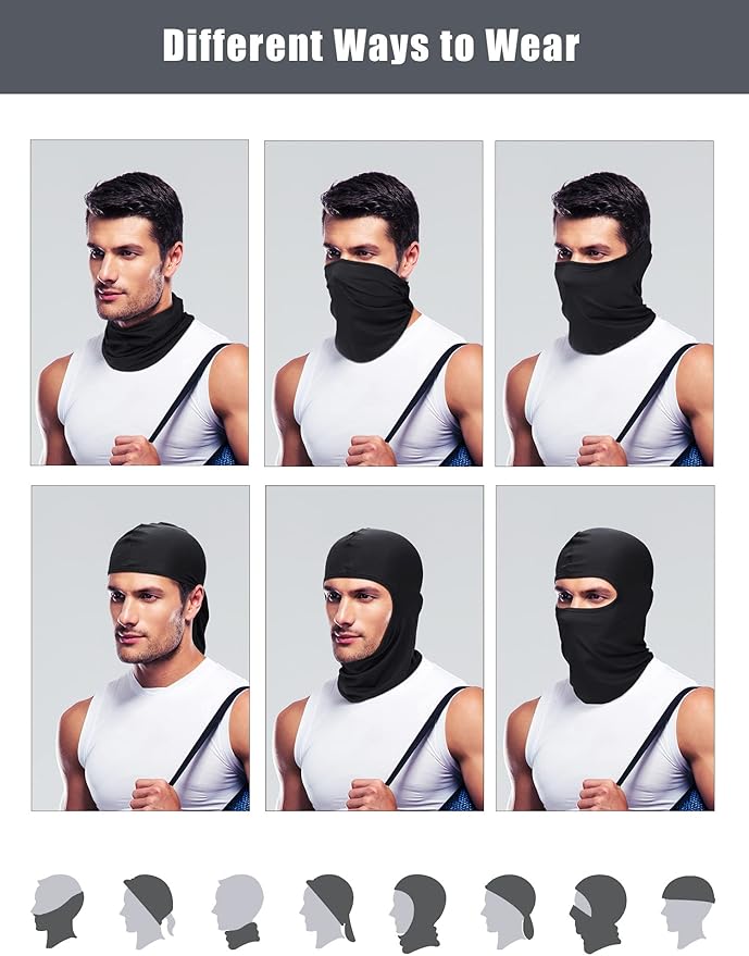 SATINIOR 9 Pcs Ski Mask Men Balaclava Pasa Montañas para Hombre Hood Protection Full Face Cover Cooling Neck Gaiter Bandana