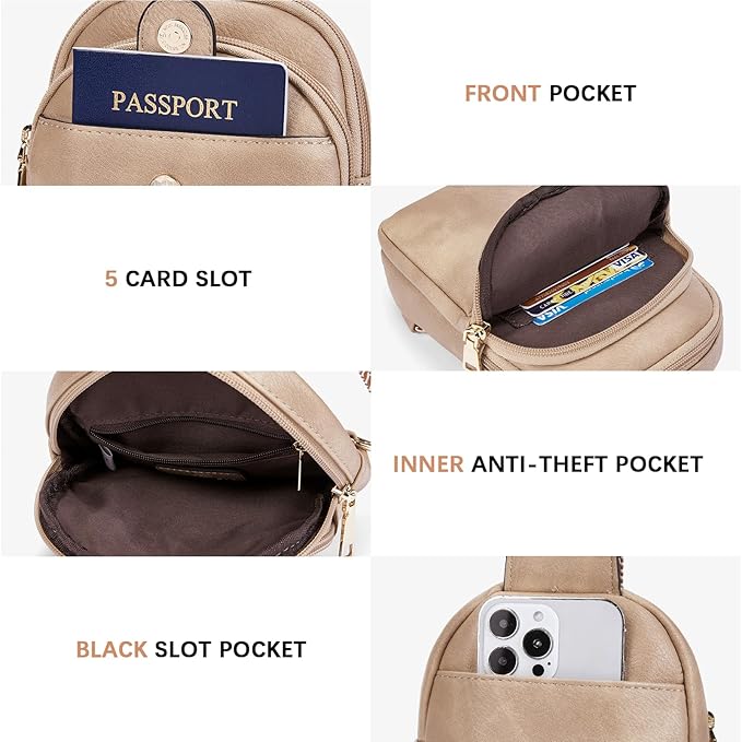 BOSTANTEN Small Sling Bag Crossbody Bags for Women Trendy Crossbody Purse Leather Chest Bag