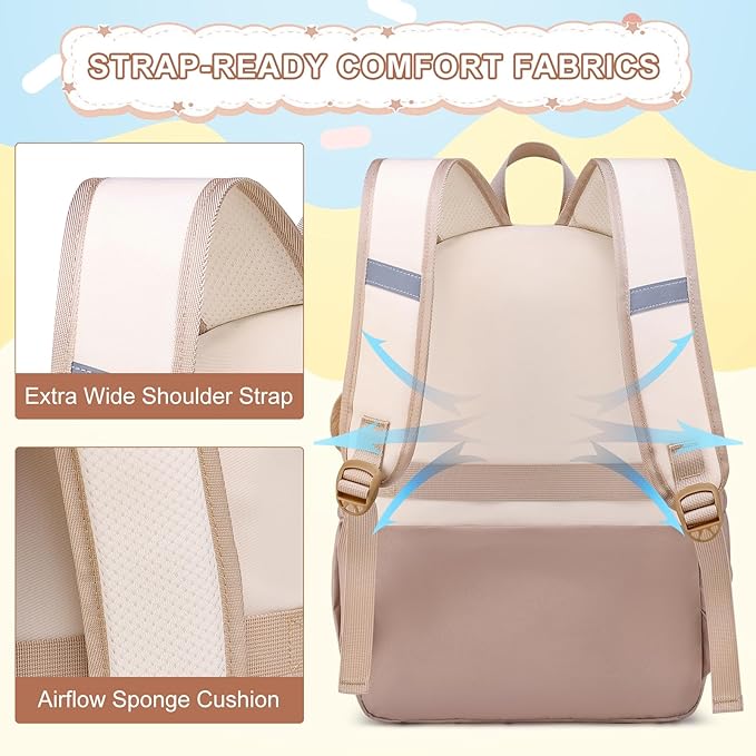 MOMUVO School Backpack Set for Girls,3pcs Bookbag with Lunch Box Pencil Case Kids School Bag Set