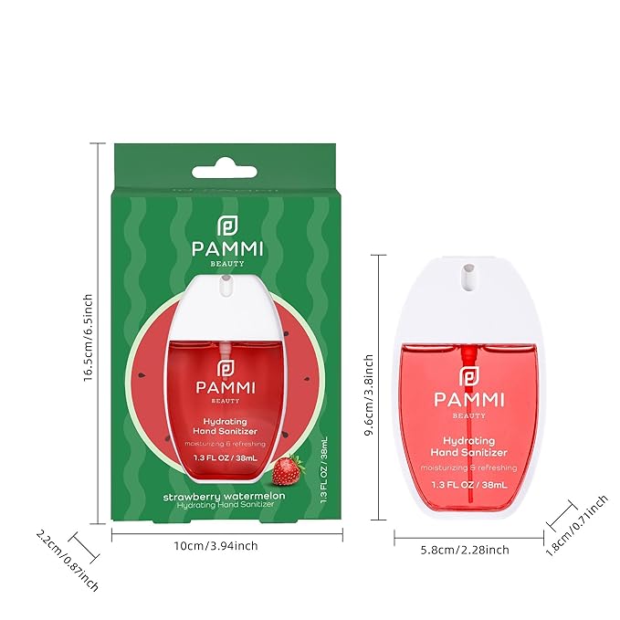PAMMI Hand Sanitizer Spray Travel Size - Mini Scented Hand Sanitizer Spray Quicky Dry, Pocket Scented Hand Saniztier - 600-Sprays (2 Packs (Strawberry Watermelon))