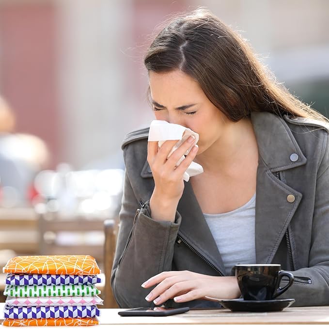 PerKoop 100 Pack Pocket Tissues Travel Slim Packs Small Facial Tissues Wallet Size Toilet Paper for Travel Guest Wedding Supplies, 4 Styles (Irregular Style)