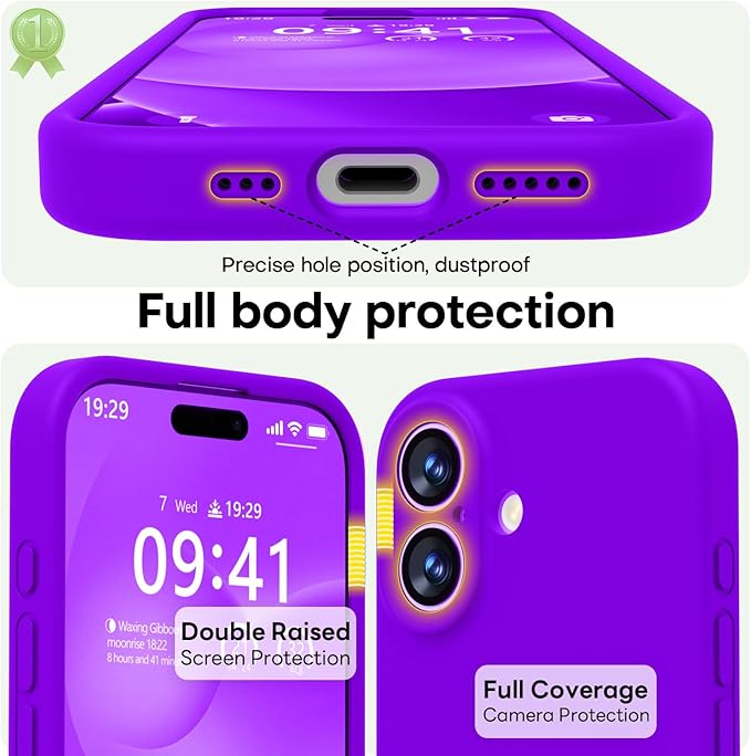 LOVE 3000 Designed for iPhone 17 Case, Premium Silicone [Compatible with Magsafe][Soft Anti-Scratch Microfiber Lining] Shockproof Protective Phone Case for Men Women 6.3", Neon Purple