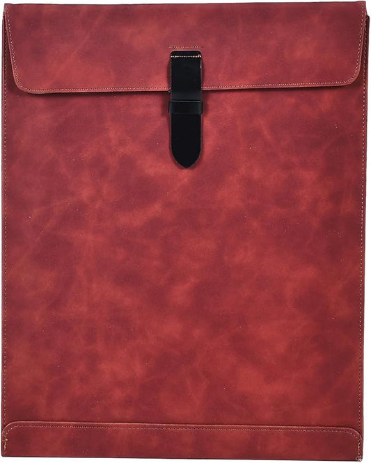 Brown PU Leather File Folder, Snap Closure File Organizer, Important Document Folder, Document Organizer, Laptop Sleeve Notebook Case, Leather Folder A4 Envelopes Filing Folder