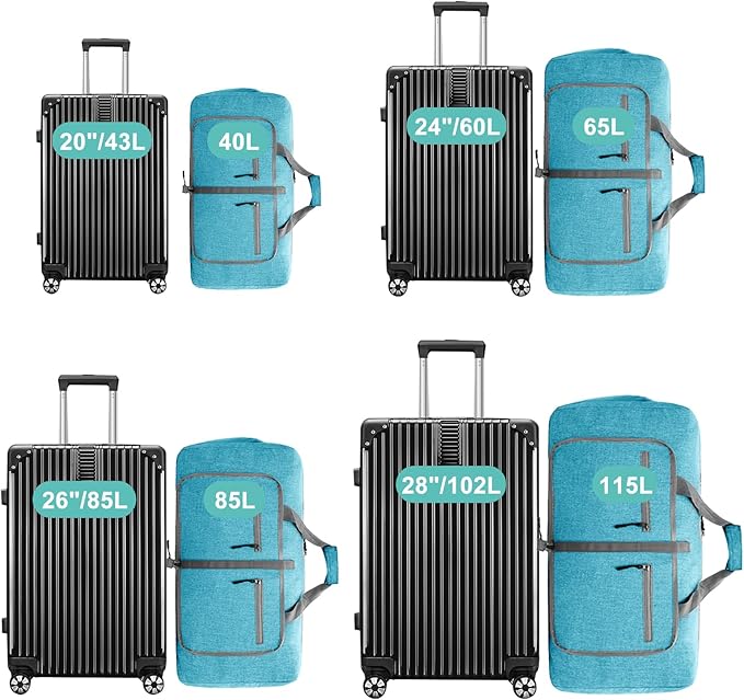 Dimayar 115L Travel Duffle Bag for Men Women - Foldable Duffel Bag with Shoes Compartment - Overnight Bags Waterproof & Tear Resistant(Mint Green)