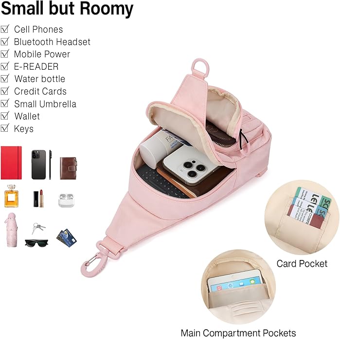 Hanke Crossbody Sling Bag for Women Men, Casual Cross Body Sling Bags, Lightweight Chest Bag for Outdoor Hiking Travel