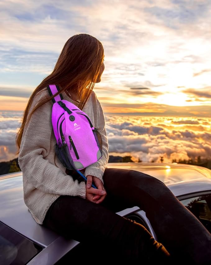 Sling Bag for Women, Crossbody Bag for Men, Cross Body Hiking Backpack, Travel Daypack, Chest Pack with Chest Phone Holder