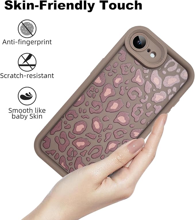 KANGHAR Case for iPhone 16e Leopard Printed Pattern Cute Cheetah Phone Case Soft TPU Shockproof Protective Cover for iPhone 16e 6.1 Inch Brown
