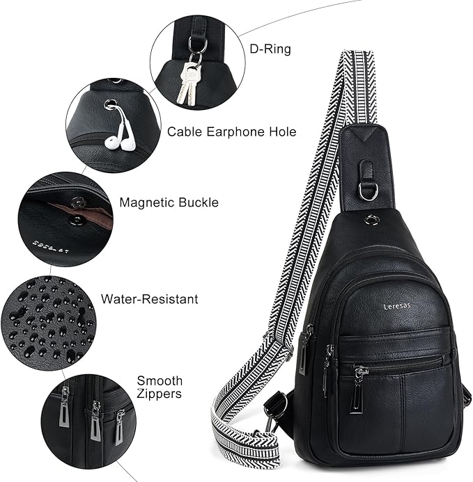 Sling Bag for Women Crossbody Purse Leather Crossbody Bag Fanny Pack Chest Pack for Travel Everyday Vacation