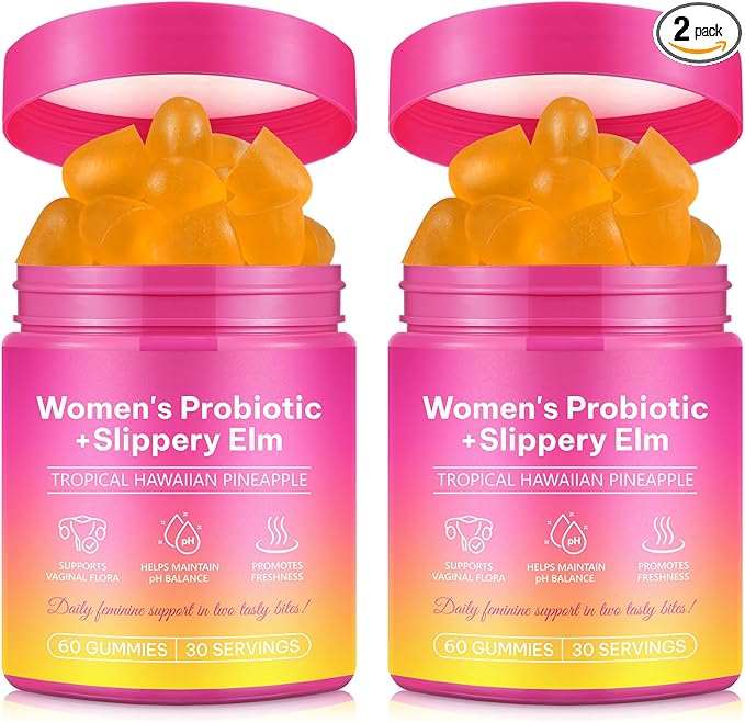 Vaginal Probiotics for Women Gummies,Digestive Health Support,PH Balance,Immune Support,Yeast Control,Odor Relief,Promotion of Womens Health,Natural Pineapple Flavor,Vegan,Gluten-Free,120 Count (2)