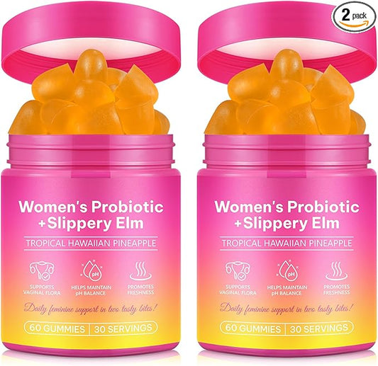 Vaginal Probiotics for Women Gummies,Digestive Health Support,PH Balance,Immune Support,Yeast Control,Odor Relief,Promotion of Womens Health,Natural Pineapple Flavor,Vegan,Gluten-Free,120 Count (2)