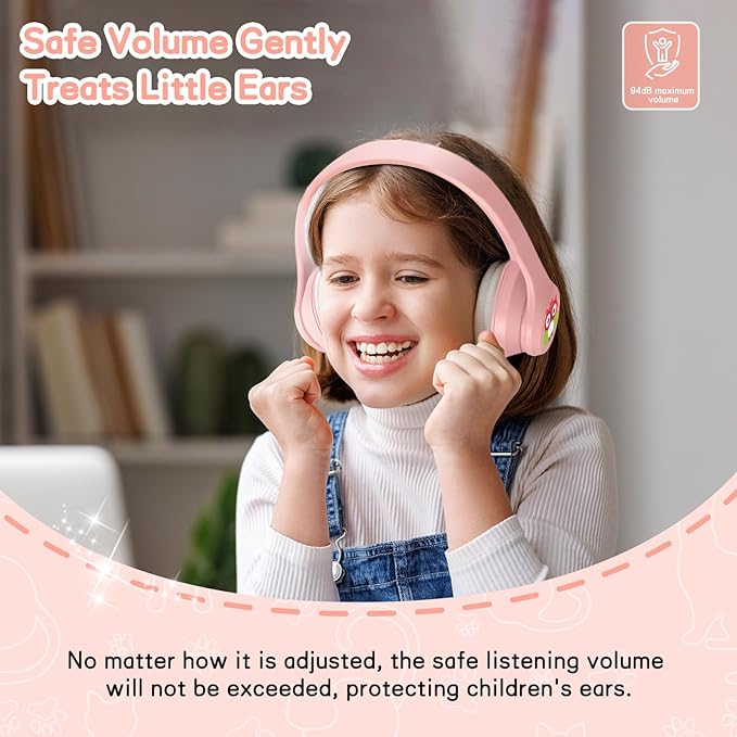 LOBKIN Active Noise Cancelling Headphones for Kids,Kids Headphones ANC Bluetooth 5.4 Wireless with Mic 50H Playtime Safe Volume Limited Foldable for Boy Girl Travel/School/iPad(Without LED Light)