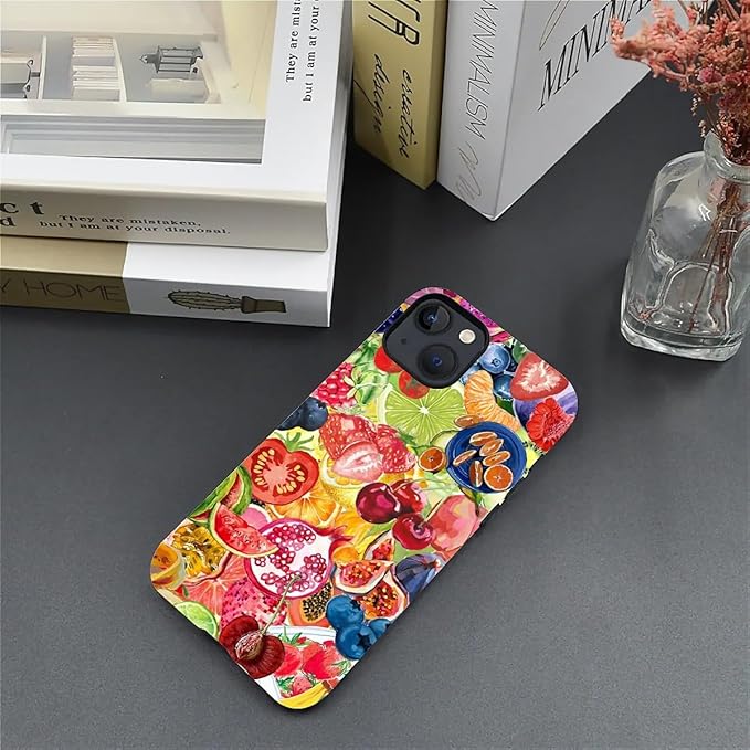 Case for iPhone 15 Plus,Summer Fruit Collage for Woman Men Full Body Protective Cover Shockproof 2 in 1 Silicone + Hard PC Case for iPhone 15 Plus