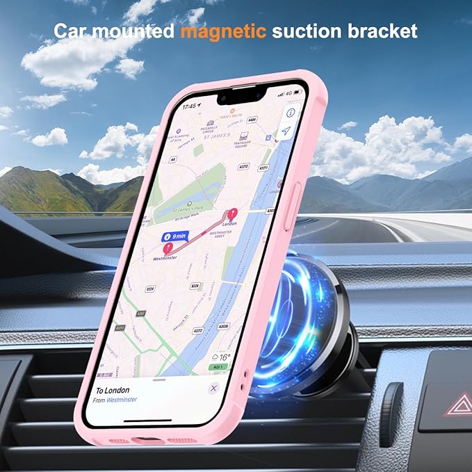 Compatible with iPhone 16E Case with Invisible Magnetic O-Ring Stand Military-Grade Translucent Case for iPhone 16E 6.1" 2025 [Compatible with Mag-Safe][Great Grip Feeling], Pink