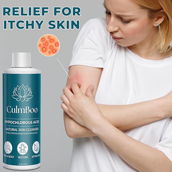 Hypochlorous Acid Spray for Face & Skin - HOCl, Acne Prone Skin, Eczema, Natural Tattoo Aftercare, Piercing Aftercare Spray, Eye Lash Cleanser, Face Mist Toner, Wound Care Cleanser, 16 Fl Oz