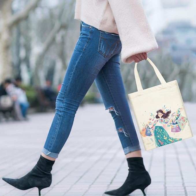 ORJ 12 PCS Sublimation blank canvas bags bulk,Polyester Shopping Tote Bags for Sublimation,DIY custom Blank Canvas Tote Bags 12.2 x 14.2 Inch