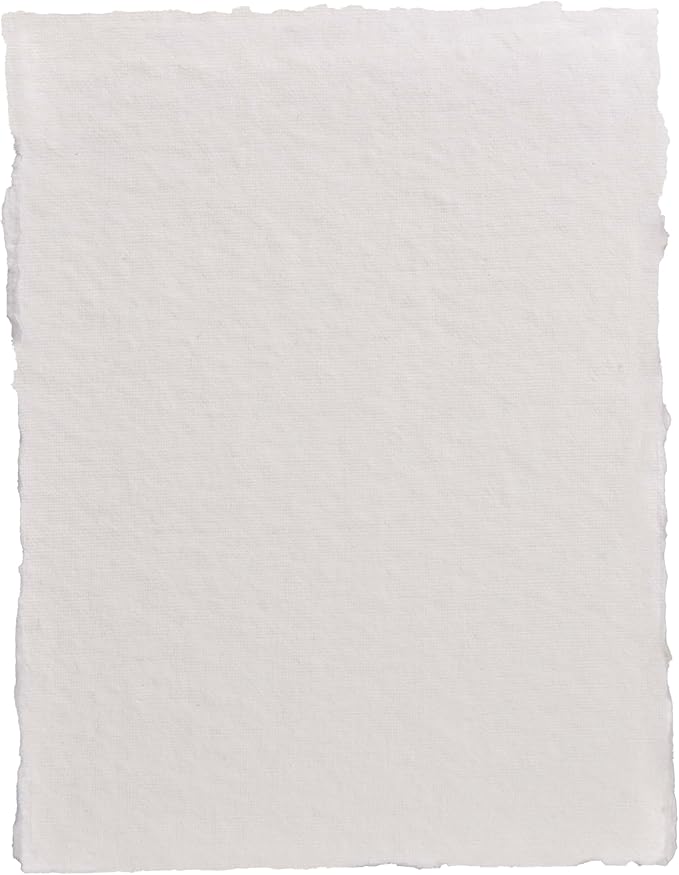 400 GSM / 25 Sheets - Rough/Textured Watercolor Drawing/Sketching Paper 16 X 11.5 - Handmade/Deckle Edge Paper Made from Virgin Egyptian Cotton - Off-White by Leather Village