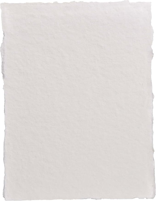 400 GSM / 25 Sheets - Rough/Textured Watercolor Drawing/Sketching Paper - 8"X6"(A5) - Handmade/Deckle Edge Paper Made from Virgin Egyptian Cotton - Off-White by Leather Village