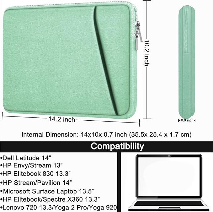 Askuko Laptop Case 14 inch, Shockproof Protective Computer Cover, Durable Carrying Bag Laptop Sleeve Compatible with 14"" MacBook Air/Pro HP Asus Lenovo Notebook, Light Blue